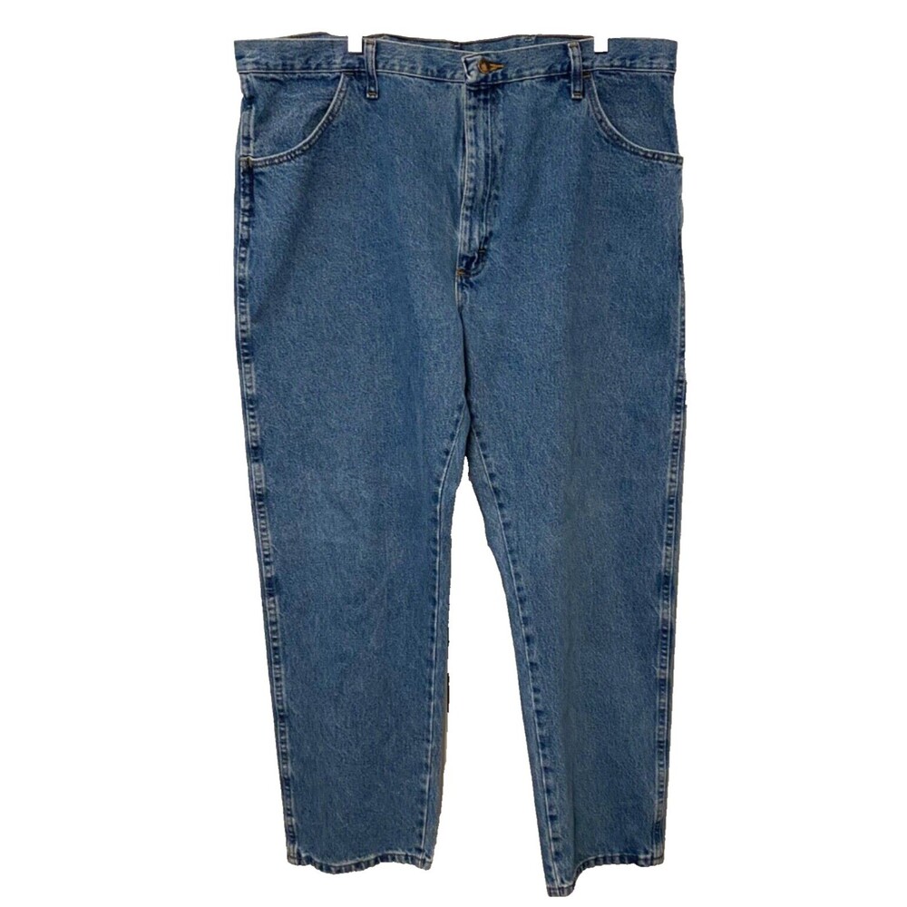 Vtg Rustler Denim Jeans Men's 42 X 30 Blue Medium Wash 100% Cotton Straight Leg